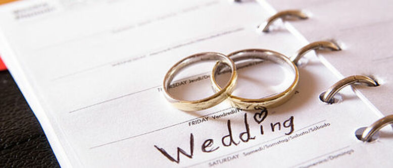 wedding rings on planner