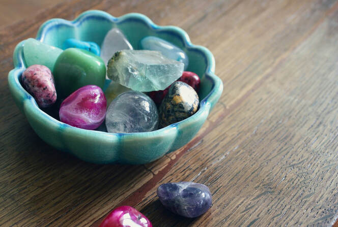 gemstones in bowl